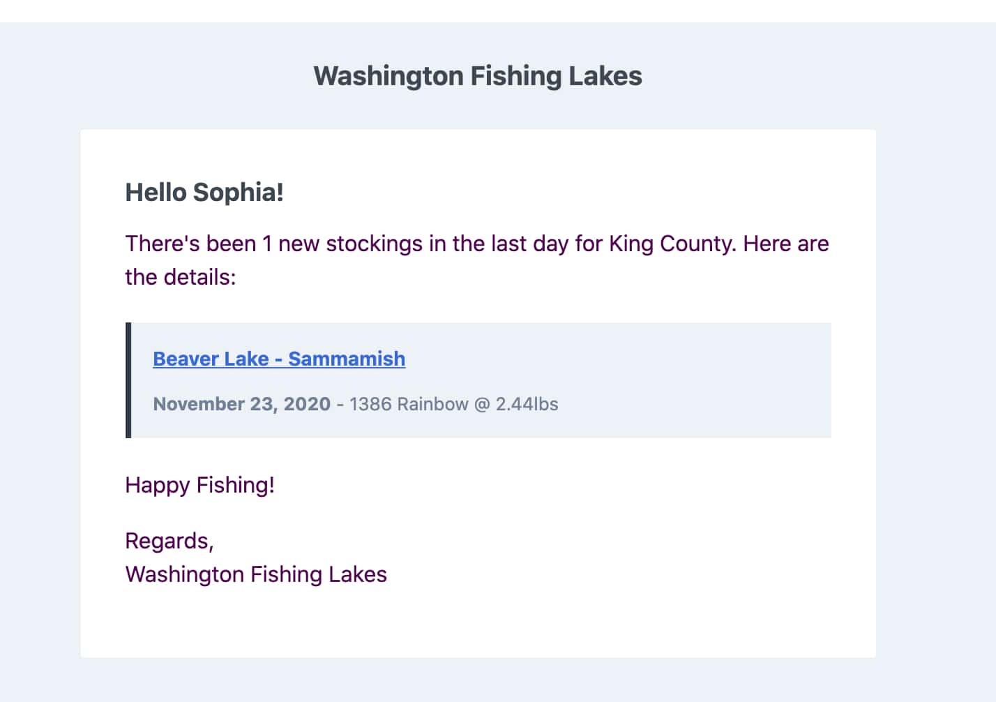 Image of lake stocking email